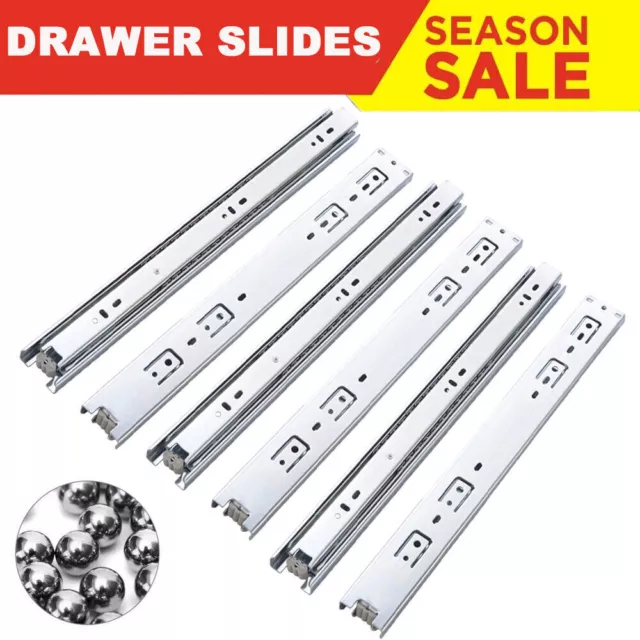 1-10 Pairs Telescopic Metal Ball Bearing Drawer Runners Slides 250mm-700mm AU 2