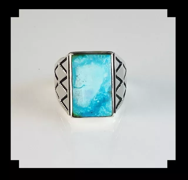 Men's Sterling and Blue Ridge Turquoise Ring Size 13 3/4