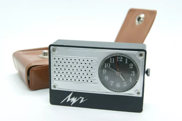 Vintage Luch “MIR”mechanical USSR Soviet alarm pocket clock.