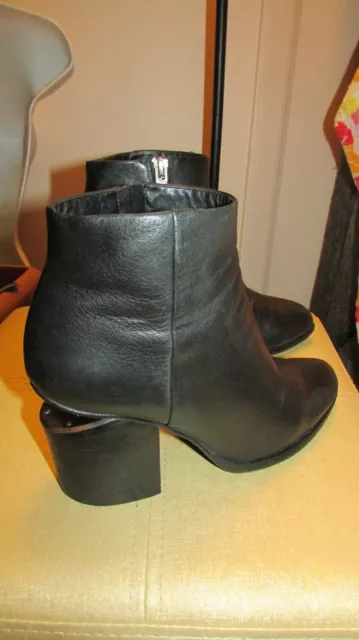 Women's Alexander Wang Black Leather Cutout Heel Boots Size 38