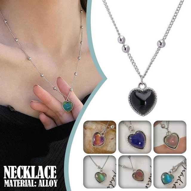 Fashion Silver Filled Warm Color Changing Heart Women Jewelry Necklace B3K S2K9