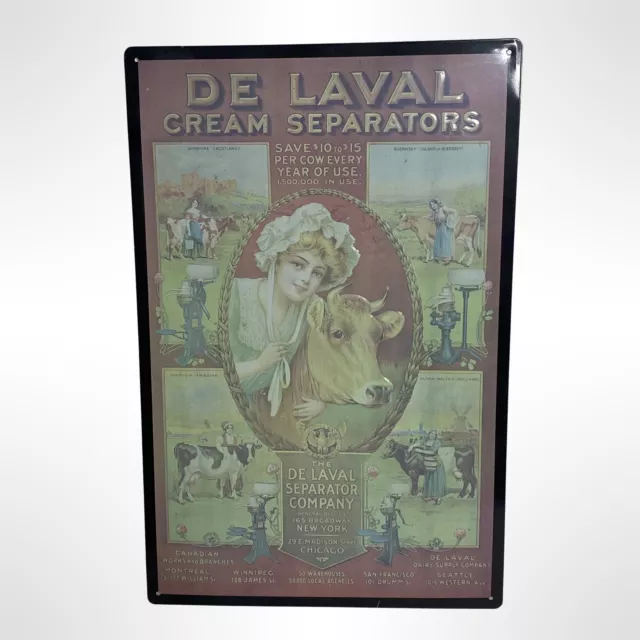 DE LAVAL CREAM SEPARATOR SIGN Tin 17" x 11" - Advertising Metal Sign