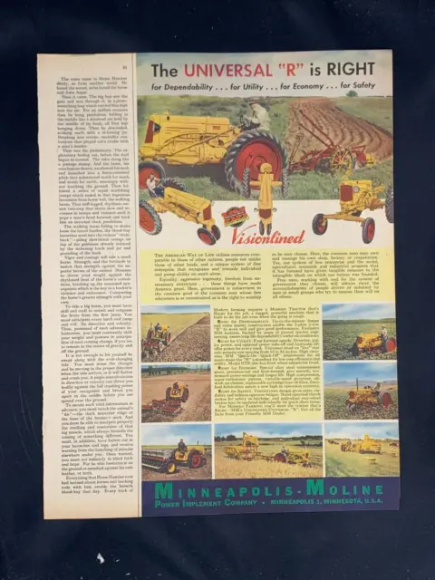 Magazine Ad* - 1948 - Minneapolis-Moline Tractors - Universal "R"