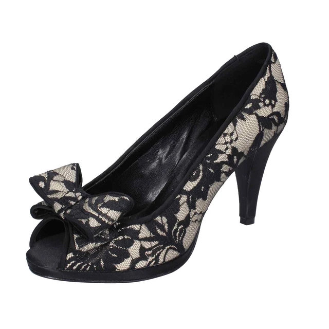 Chaussures pour Femmes Made IN Italy 41 Ue Éscarpins Noir Tissu Beige BV37-41