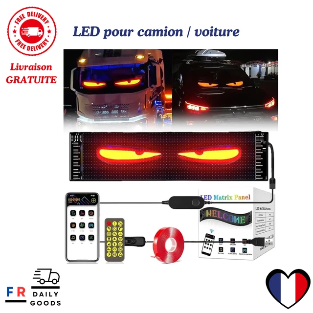 Yeux LED Devil Eyes Écran Souple Programmable 102x348 Mm - Pour Voiture Et Camion