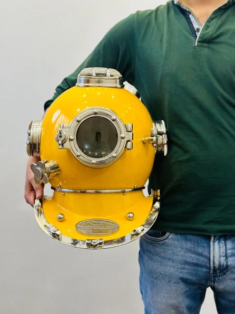 Casco da sub da 18" US Navy Mark V Deep Sea Yellow Scuba Regalo vintage