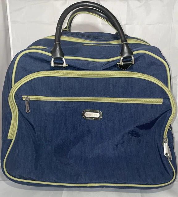 Baggallini Large Travel Bag Luggage Rolling Tote Carry On Blue Nylon Pull Guc
