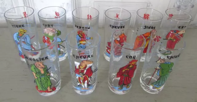 Ensemble de 10 verres orangeade signes astrologiques Zodiaque Chinois Horoscope 2