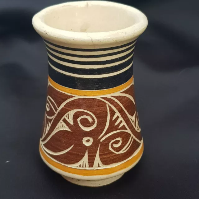 Vintage DRAGON Welsh Studio Pottery Banded Sgraffito Pot / Vase hand made