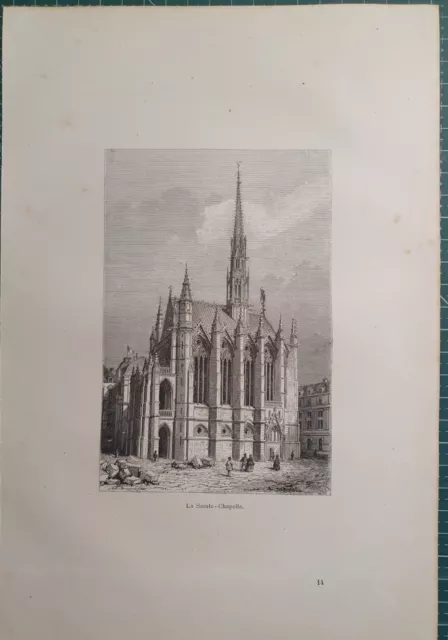 original out-of-text engraving year 1881 (ref122) Paris la Sainte Chapelle