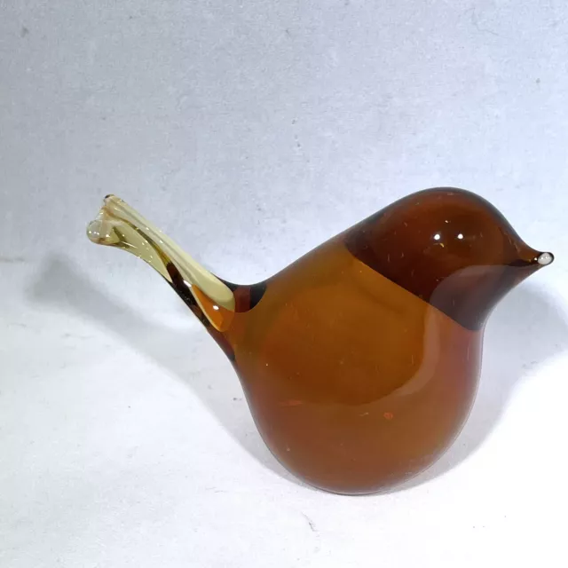 Vintage R.O.C Art Glass Bird Amber Glass Figurine Made In Taiwan