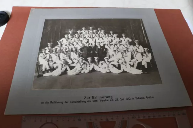 tolles altes großes Gruppenfoto Turnabteilung  kath. Vereine 1912 Schwäb. Gmünd