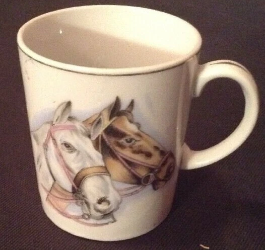 Horses Equine Equestrian Vintage Coffee Mug Cup horse riding vintage older Japan