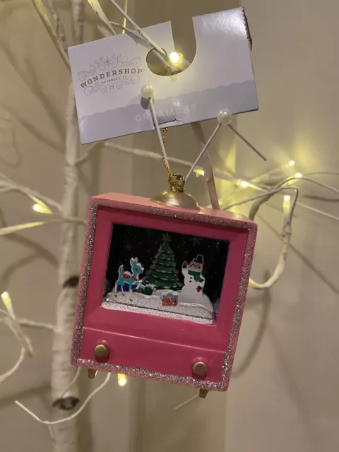 NWT Target Wondershop Retro TV Christmas Tree Ornament Deer Glitter HTF 2022