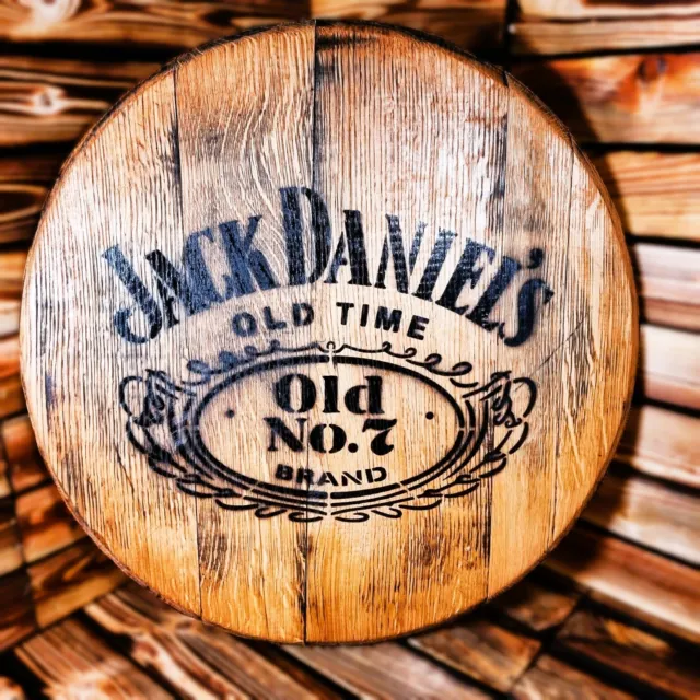 Reclaimed Printed Oak Whiskey  Wine Barrel Lid End, Wall Decor Bar Man cave Bar