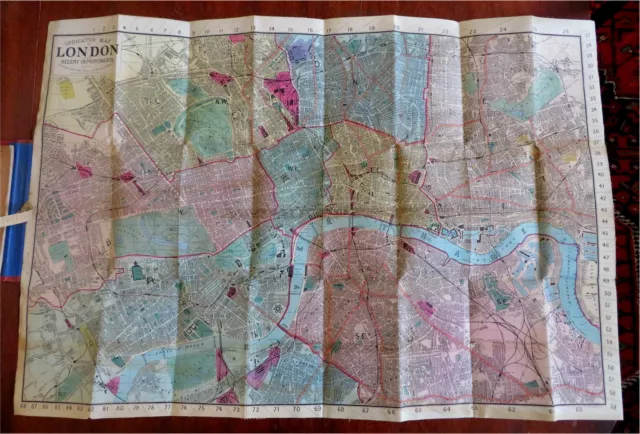 London city map & Visitor's Guide c. 1870's tourist book w/ hand color linen map