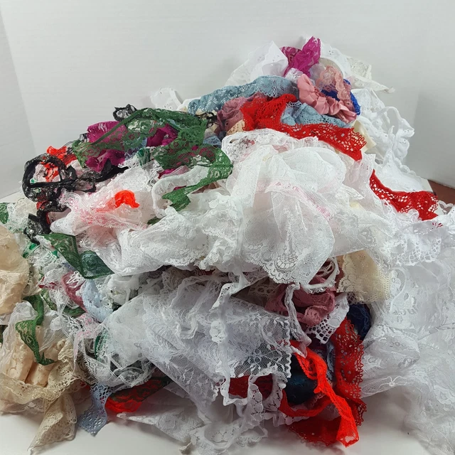 Vintage Lace Lot 2 lbs Sewing Trim Scrap White Ecrue Color Mix