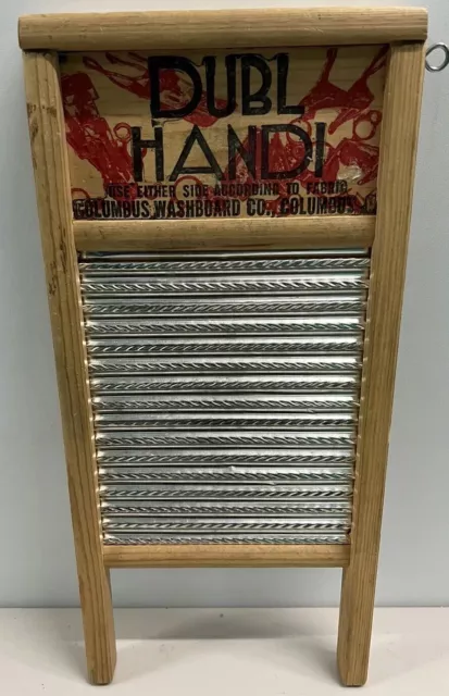 Dubl Handi Washboard Wood Metal 18 x 9” Laundry Washing Vintage Good