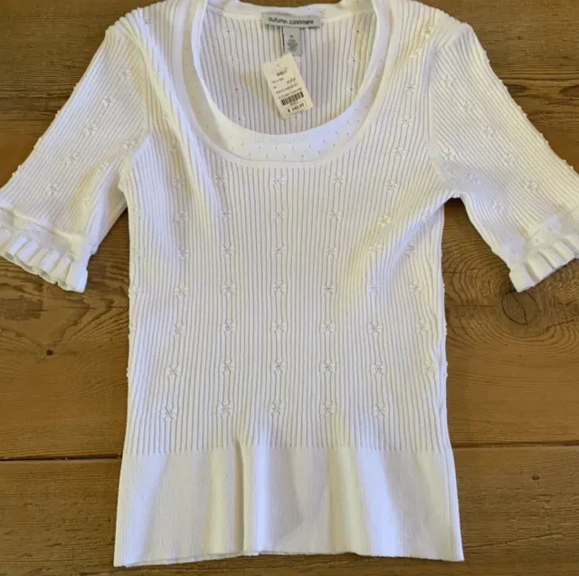 Cotton x Autumn Cashmere White Rib Elbow Sleeve Sweater Women Size M BNWT