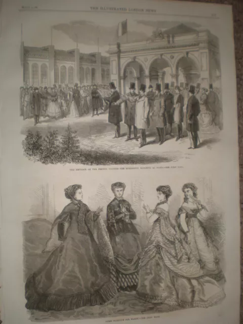 Napoleon III at Paris exhibition building 1867 old print ref Y4