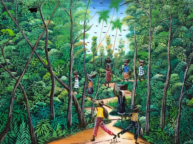 Tableau signé, Ecole Haïtienne, Huile sur toile, Peinture, XXe