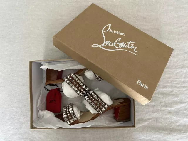 NIB CHRISTIAN LOUBOUTIN Tina Goes Mad Shoes US 8.5 Calf Leather Silver Studded