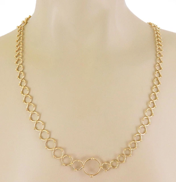Tiffany & Co. 18k Yellow Gold Assorted Size Ring Bead Links Long Necklace 31"