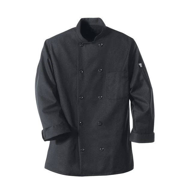 Chef Designs Black Chef Coat Ten Pearl Buttons