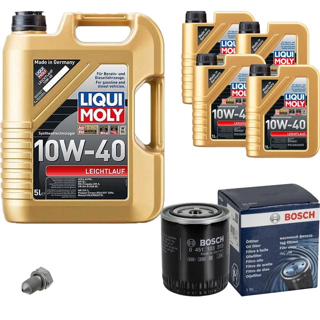 Filtro olio Bosch 9L Liqui Moly funzionamento leggero 10W-40 per Audi Skoda A6 2.4 2.8