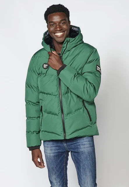 Chaqueta Cazadora acolchada con capucha para Hombre color verde Koroshi