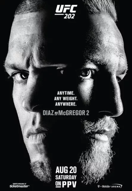 Fight Poster Conor Mcgregor Vs Nate Diaz 2 II The Rematch UFC 202 Any Time