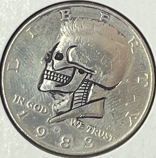 1983 D Hobo Skull Kennedy Half Dollar 09
