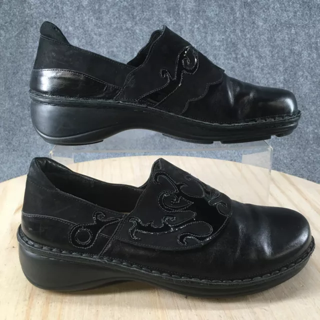 Naot Shoes Womens 10 Edelina Clogs Black Leather Pull On Round Toe Wedge
