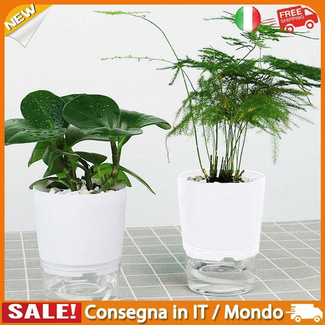 IT Auto Absorbing Flower Pot Self Watering Planter Hydroponic Potted (L White)