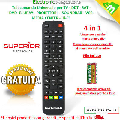 Digiquest TELECOMANDO TV UNIVERSALE COMPATIBILE CRANKER DIGIHOME DIGIQUEST DIKOM FENNER 3D 
