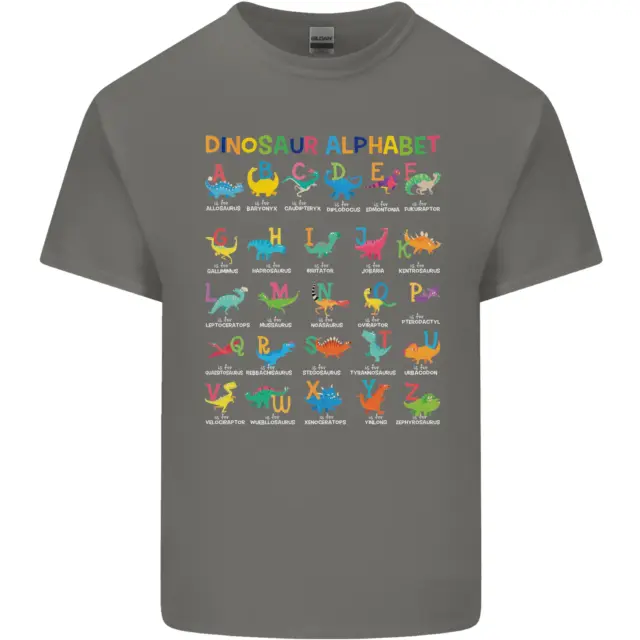 T-shirt top da uomo Dinosaur Alphabet T-Rex divertente in cotone 5