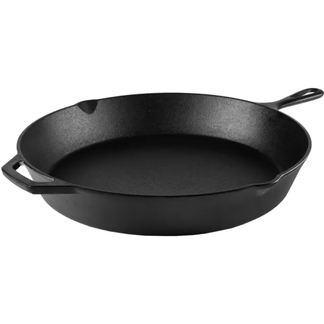 Pre-Seasoned 15" Cast Iron Skillet with Handle and Lips