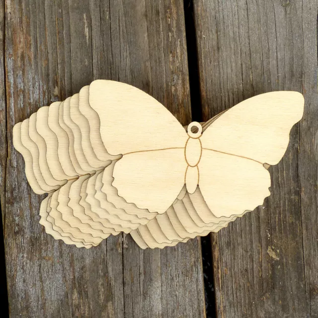 10x Holz Einfach Schmetterling Stil C Handwerk Formen 3 mm Sperrholz Insekt und Tierwelt