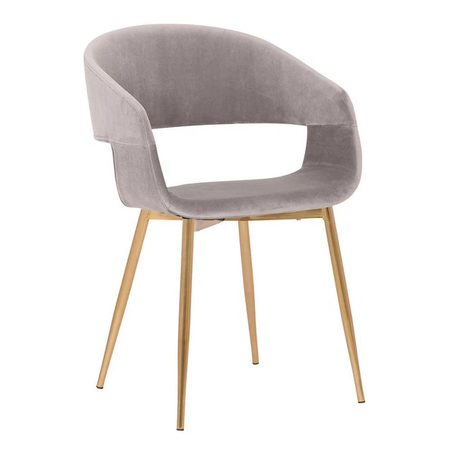 Jocelyn Mid-Century Grey Dining Accent Chair with Gold Metal Legs