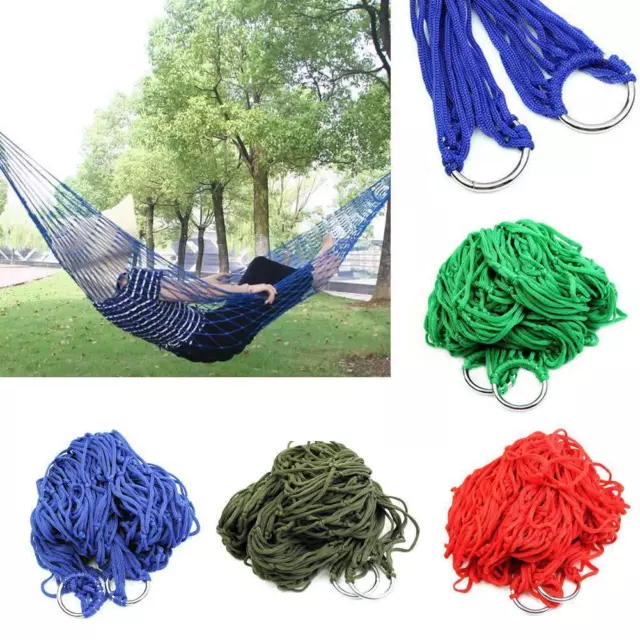 Nylon Portable Mesh Hammock Hanging Sleeping Bed Swing Outdoor Travel Camping