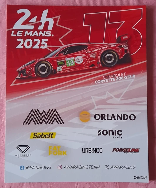 24 HEURES DU MANS 2025 CARTE CARD FERRARI #50 #51 15x15 CORSE 24H00