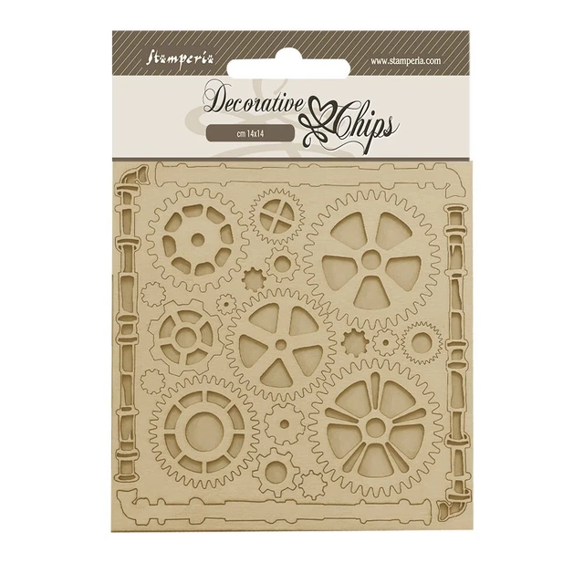 Chips decorativos Stamperia Songs of the Sea TUBERÍAS Y MECANISMO 5,5""x5,5"" SCB189