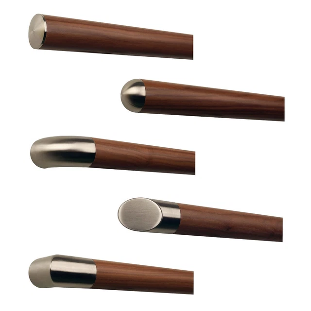 Handlauf Set Nussbaum Geländer Treppe Länge Wand Rundholz dunkel braun Edelstahl