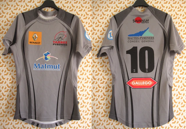 Maillot Rugby Tarbes Pyrenees Matmut Samurai porté #10 Gris Homme - L