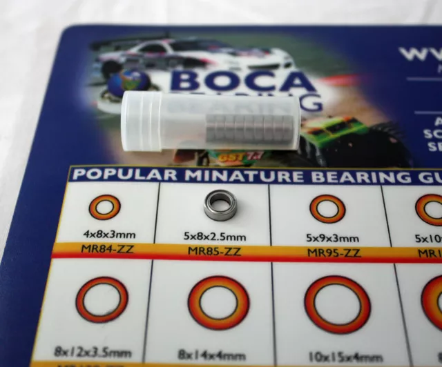 Boca Bearing Chrome Steel Bearings, 5mm x 8mm x 2.5mm, Steel Shield (10)