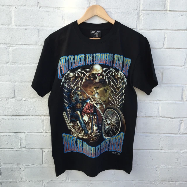 Retro ROCK CHANG T-shirt Glow In The Dark Double Sided - Skull Biker -Sz/M - New