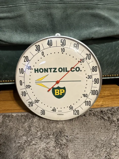 Rare Glass Face Hontz Oil Bp Gas Oil Advertising Thermometer Sign