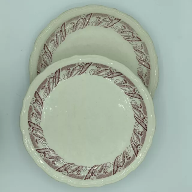 VTG 2 Syracuse China Restaurant Ware Red Floral Filigree Lily  9 in Dinner Plate