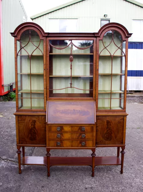 Antique Cabinet / Quality Edwardian Flamed Mahogany Display Cabinet