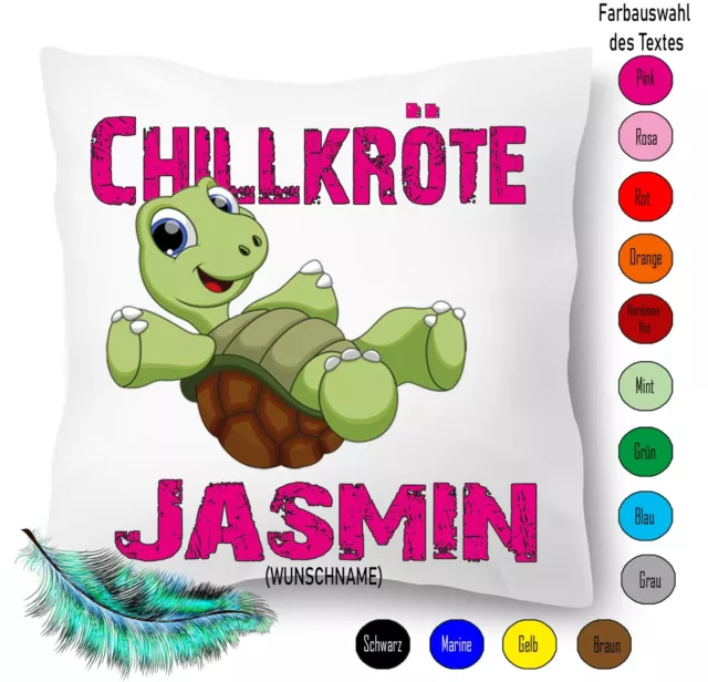 Chillkröte Kissen mit Namen Personalisiert, Kuschelkissen, Kissenbezug +Füllung